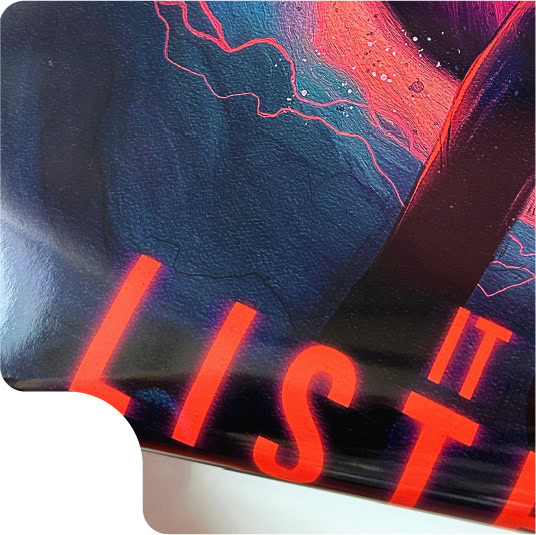 posters Colorful abstract art with text 'LIST' in red.
