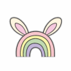 Pastel rainbow with bunny ears illustration.