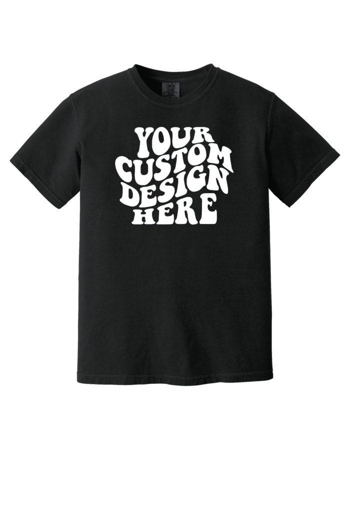 Black T-shirt for custom design printing.