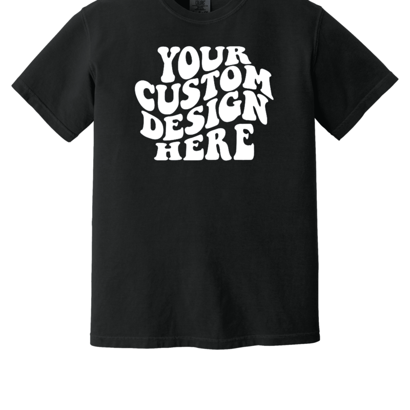 Black T-shirt for custom design printing.