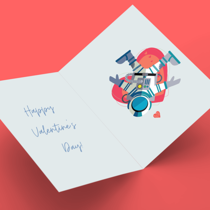 Valentine's card with astronaut and heart design