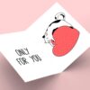 Greeting card with cat and heart illustration.
