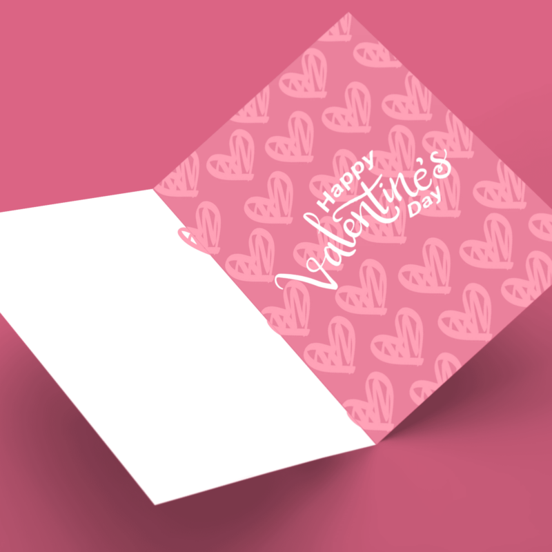 Open Valentine's Day card with heart pattern