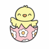 Cute chick hatching from floral egg shell