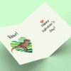 Valentine's Day card with dinosaur illustration.