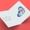 Greeting card with astronaut and heart design.