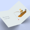 Greeting card with fishing boat and heart