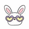 Cute cartoon bunny with heart sunglasses