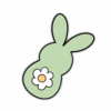 Green bunny silhouette with a white flower