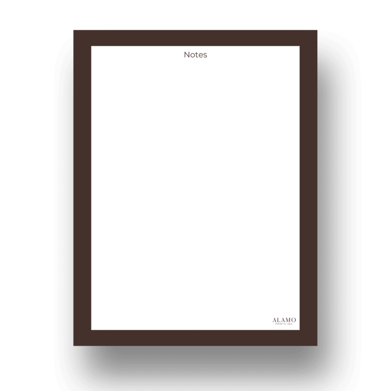 Blank notes page with brown border.