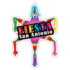 Colorful piñata with Fiesta San Antonio text.
