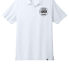 Alamo Prints White polo shirt with customizable logo.