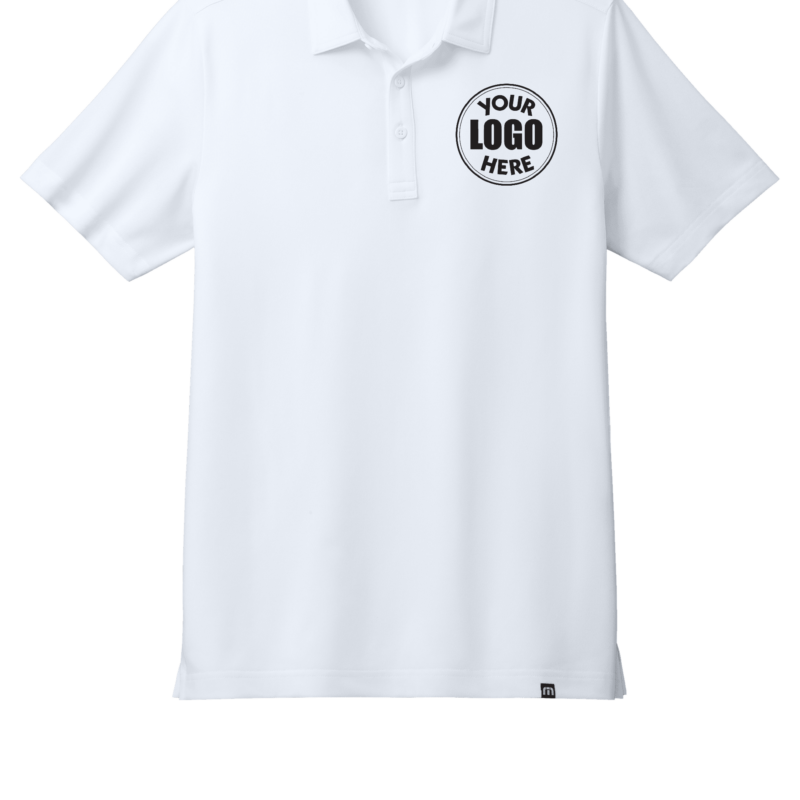 Alamo Prints White polo shirt with customizable logo.