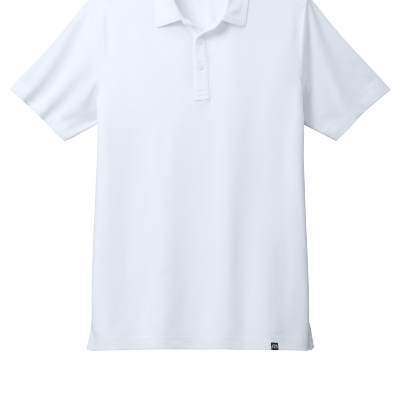 White polo shirt on hanger.