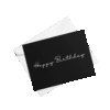 Black birthday card on white envelope