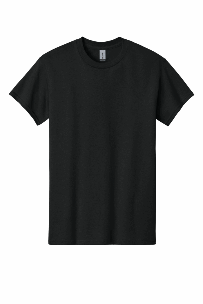 Plain black crew neck t-shirt front view