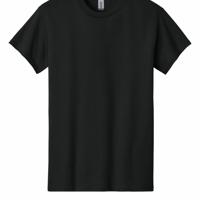 Plain black crew neck t-shirt front view
