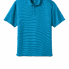 Blue short-sleeve polo shirt on white background.