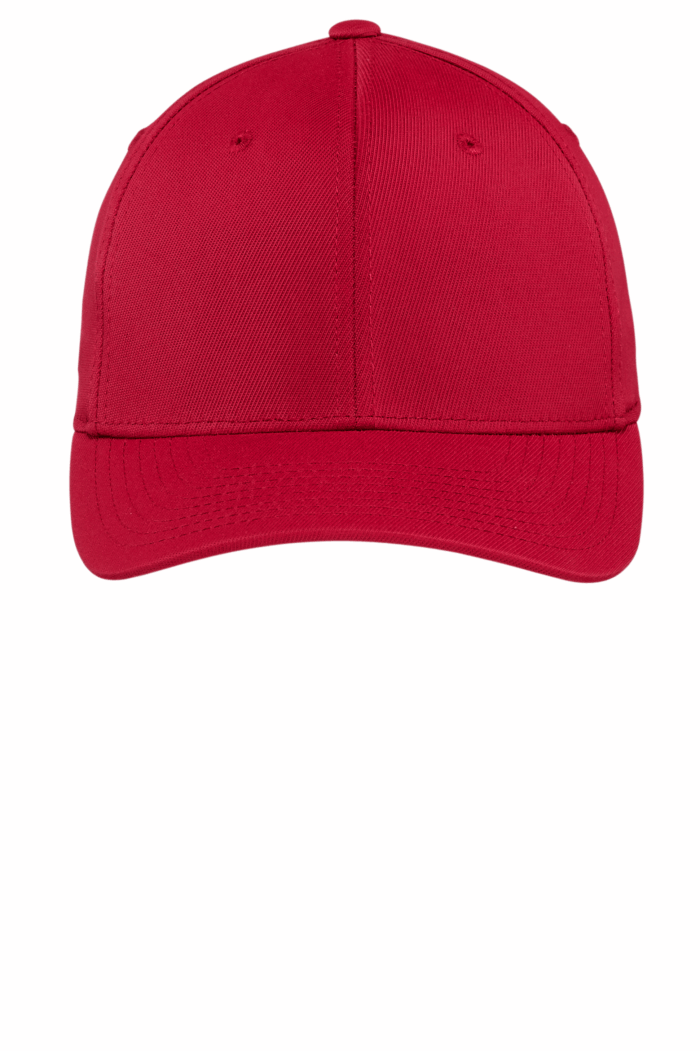 Red baseball cap on white background.