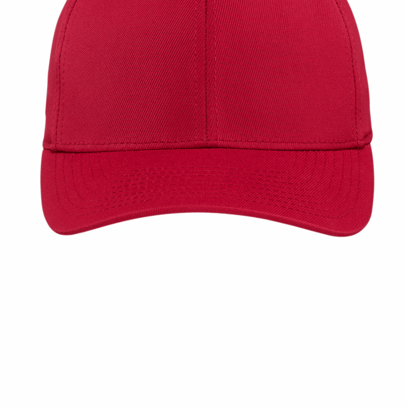 Red baseball cap on white background.