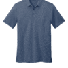 Blue polo shirt with collar and buttons.