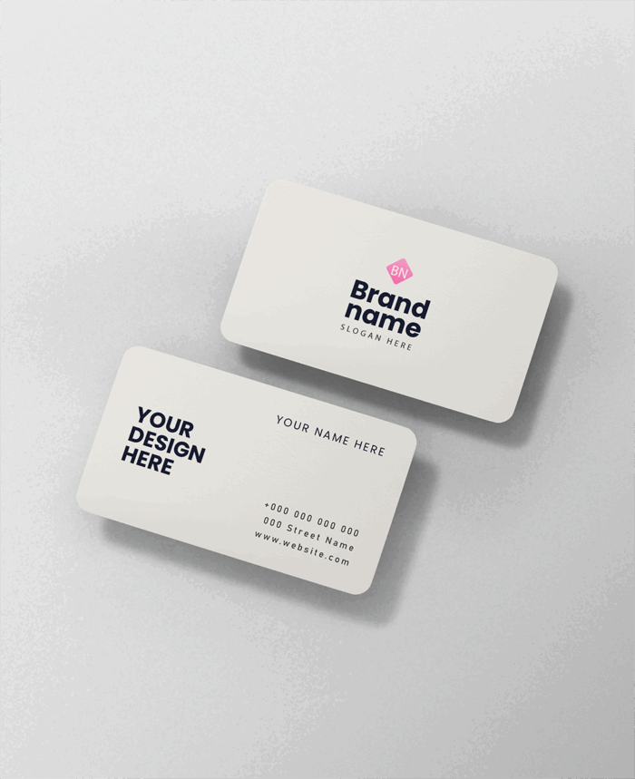 Minimalist business card mockup design with contact details.