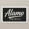 Alamo Prints logo on beige background