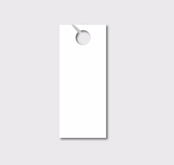 Blank white door hanger on gray background