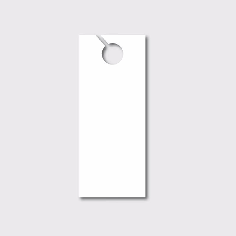 Blank white door hanger on gray background