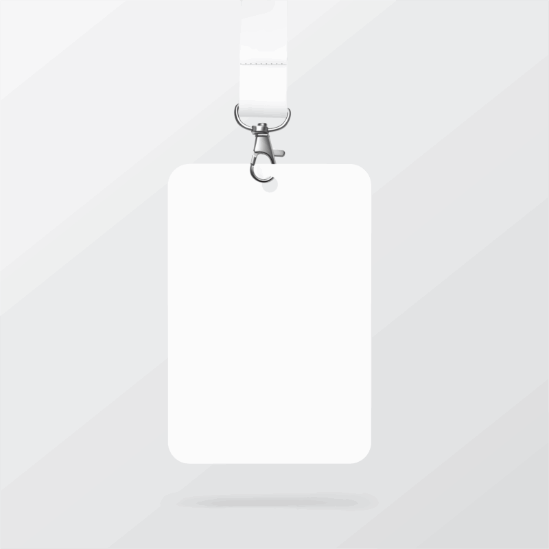 Blank ID badge with white lanyard