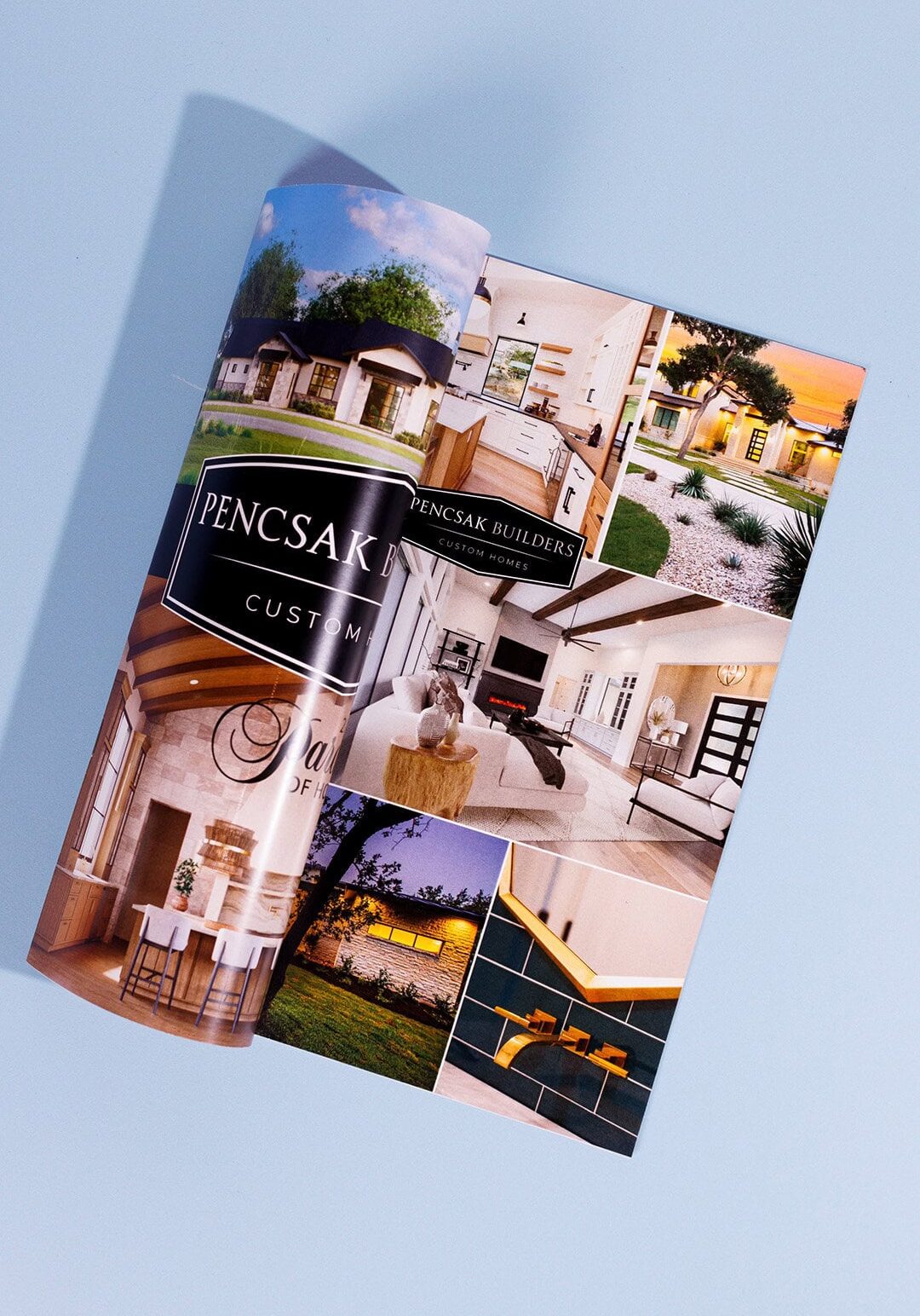 Magazine pages displaying custom home designs.